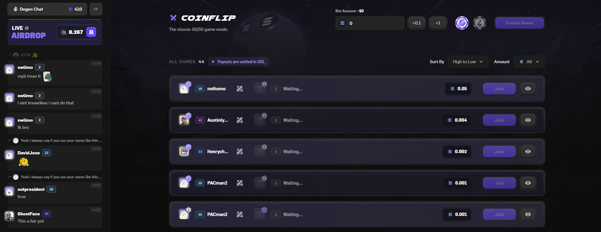 Solpot Coinflip promotional banner